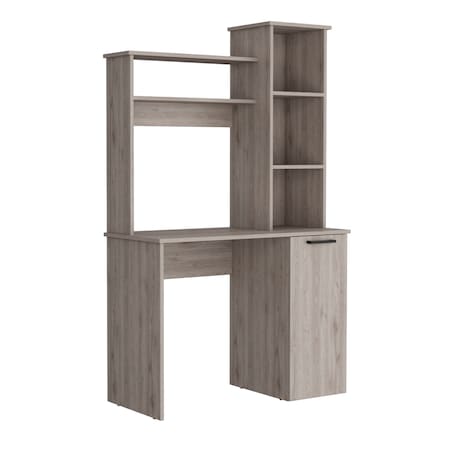 Tuhome Modern Straight Desk, Laminate, Light Gray ELZ9072